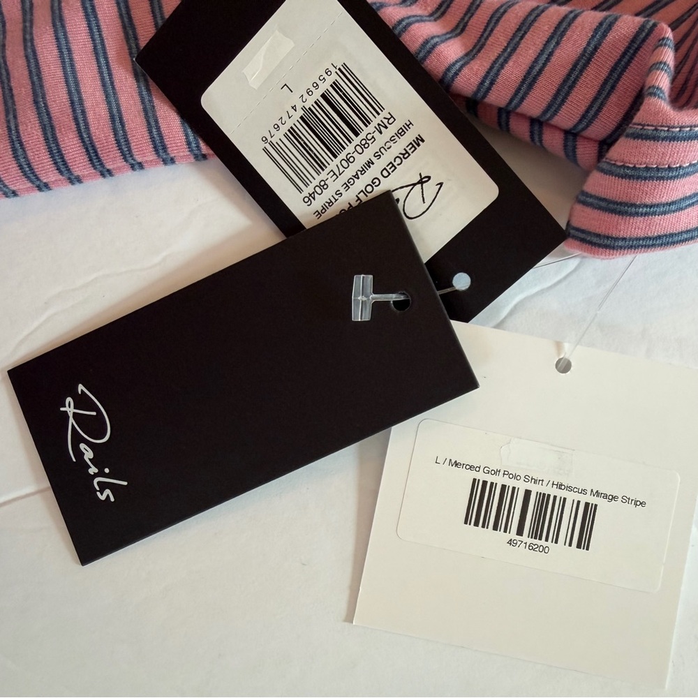 Rails Merced Golf Polo Shirt Mens Size Large Hibiscus Mirage Stripe NWT - Picture 8 of 16